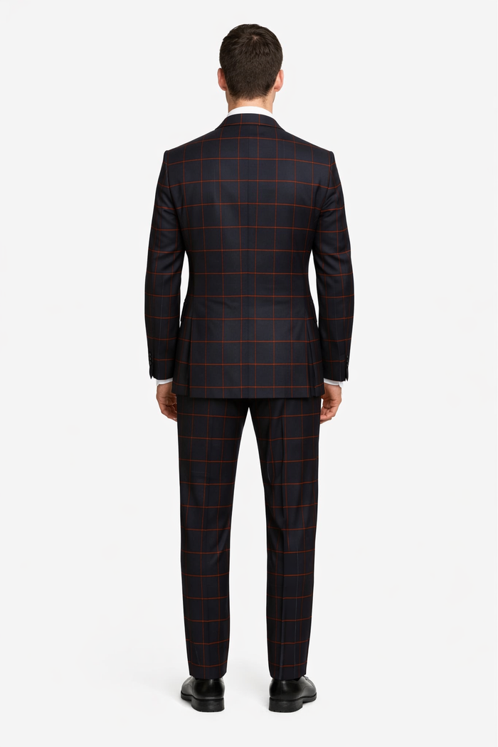Double Breasted Suit in Black and Red Plaid Window Pane Suit - Gangster Suit 1920s Suit