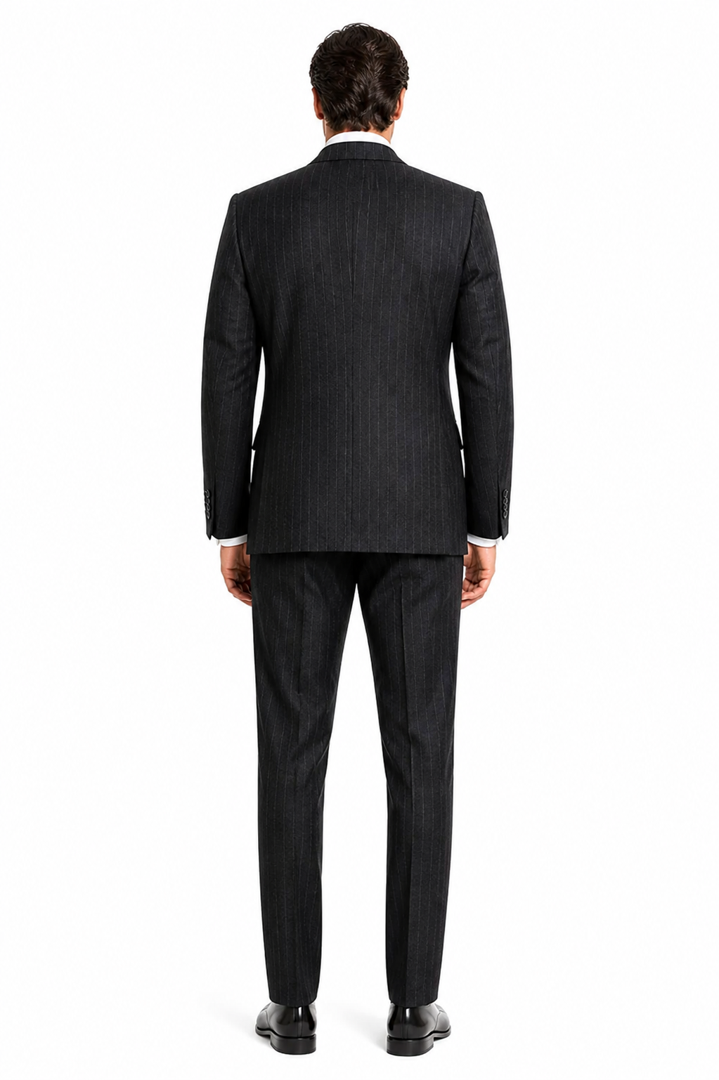 Double Breasted Suits - Vested Suits Wool Fabric - Apolo King Brand - Gray Stripe Suit