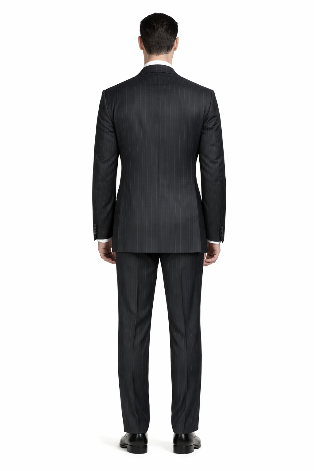 Double Breasted Suits - Vested Suits Wool Fabric - Apolo King Brand - Gray Stripe Suit