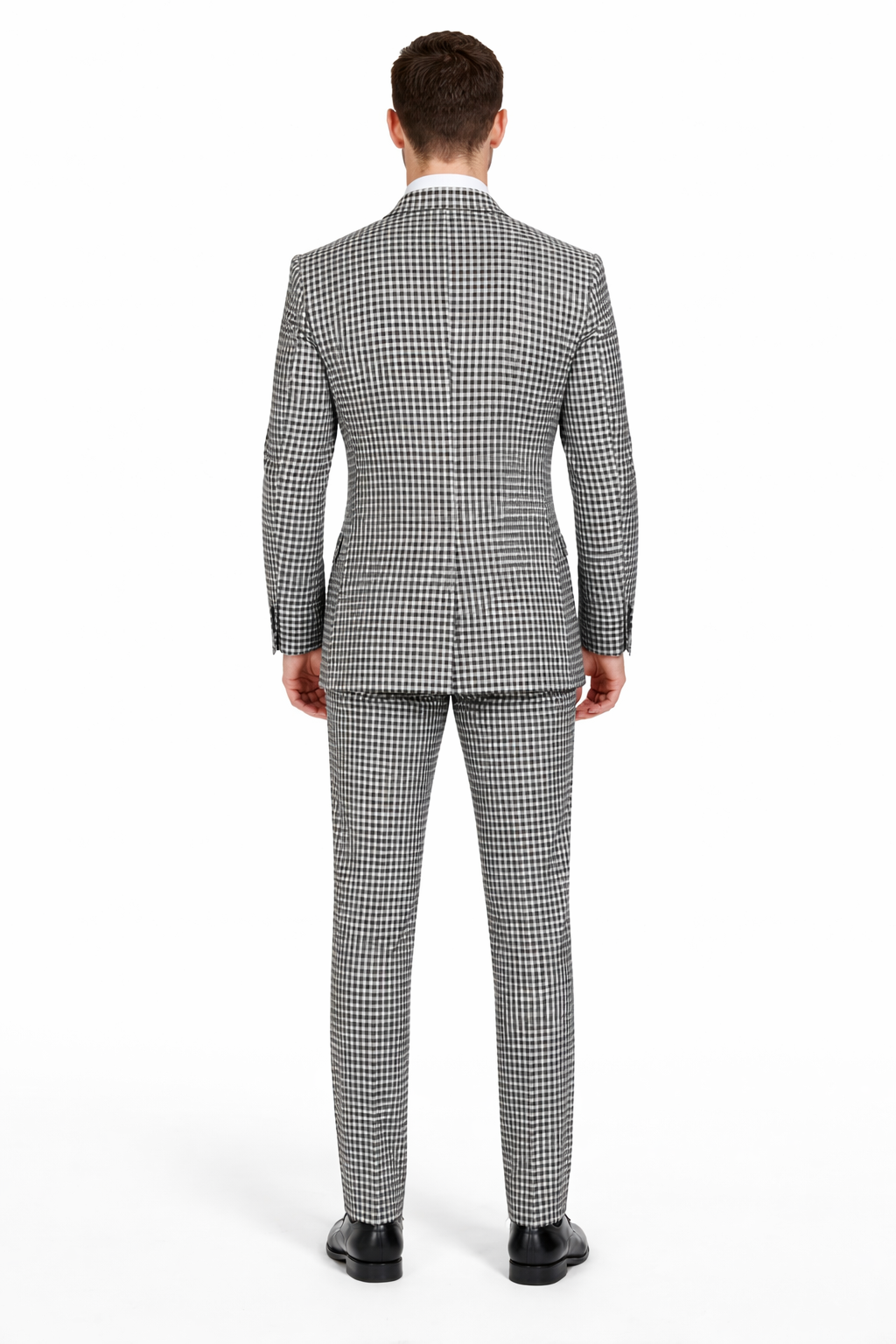 Double Breasted Suits - Vested Suits Wool Fabric  - Black Houndstooth Suit