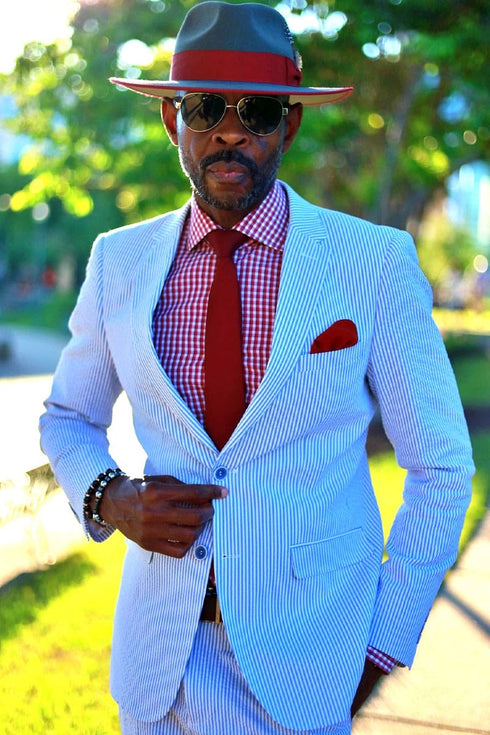 Mens White Pinstripe Suit Classic Summer Seersucker Pinstripe Suit