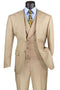 Men's Summer Sharkskin Suit With Double Breasted Vest In Tan