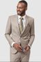 Mens Two Button Modern Fit Sharkskin Weave Suit In Taupe