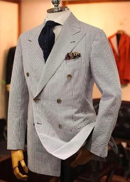 Pinstripe Blazer for Men - Bold Pinstripe Sport Jacket Perfect for Casual or Dressy in Blue