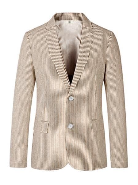 Pinstripe Blazer for Men - Bold Pinstripe Sport Jacket Perfect for Casual or Dressy in Brown