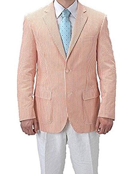 Pinstripe Blazer for Men - Bold Pinstripe Sport Jacket Perfect for Casual or Dressy in Orange