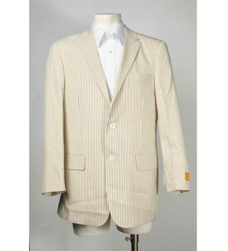 Pinstripe Blazer for Men - Bold Pinstripe Sport Jacket Perfect for Casual or Dressy in Taupe