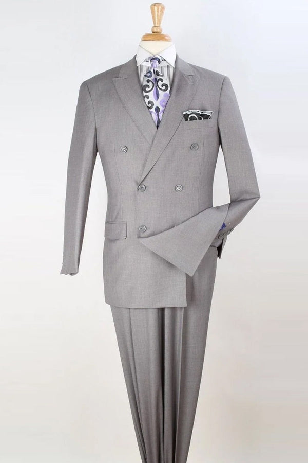 Mens Athletic Fit Suit With Pleated Pants in Gray