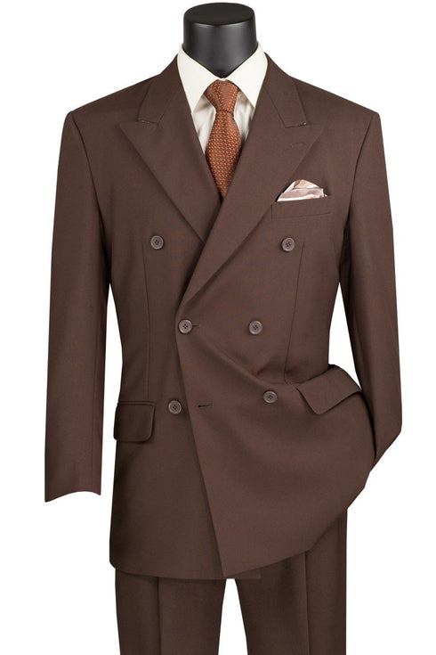 Mens Athletic Fit Suit With Pleated Pants in Brown