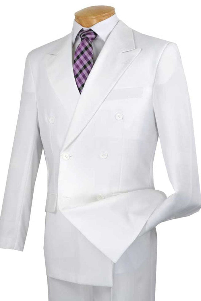 Mens Athletic Fit Suit With Pleated Pants in White
