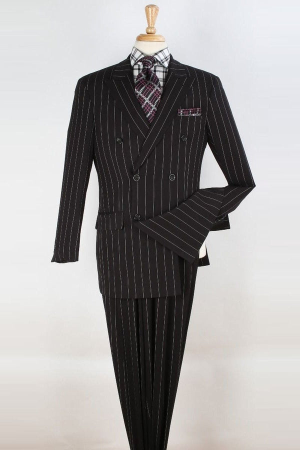 Mens Athletic Fit Suit With Pleated Pants in BLACK