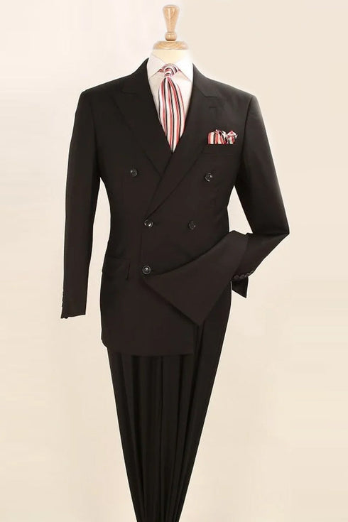 Mens Athletic Fit Suit With Pleated Pants in BLACK