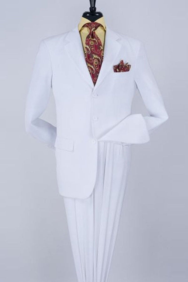 Mens Athletic Fit Suit With Pleated Pants in WHITE