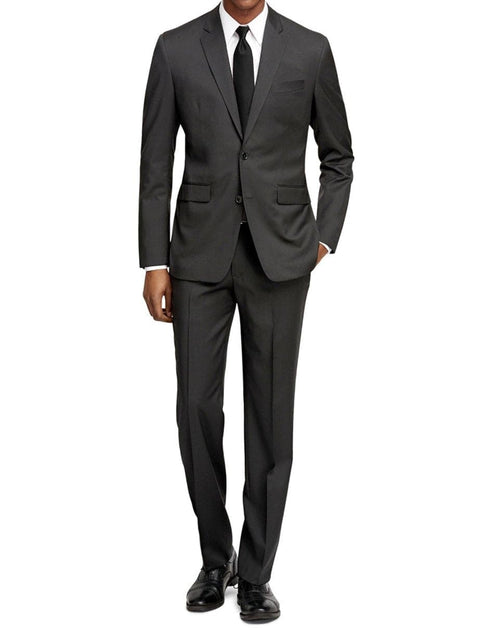 Manchester Tailored Suits - Slim Fit Charcoal Suit - Tapered Europian Cut Suit $199