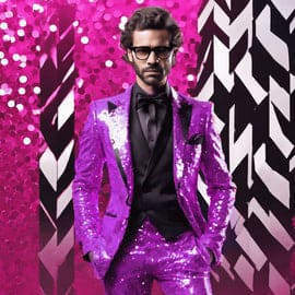 Mens Purple  Sequin Pants - Purple Tuxedo - Party Suits - Stage Suit