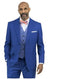 Steve Harvey Suits - SOLID BLUE - Designer Brand Suit No Pleated Pants Modern Fit