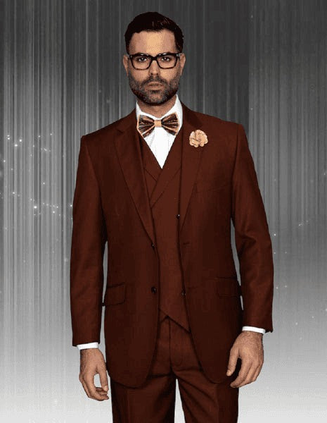 Mens Suits Regular Fit - Wool Suit - Pleated copper Suit $199