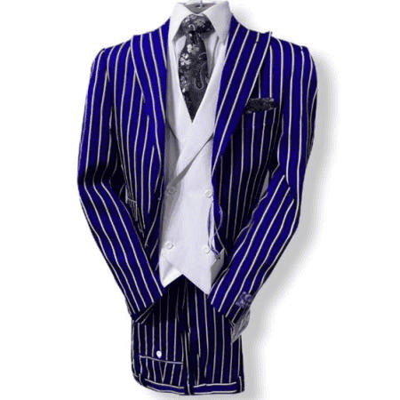 Royal Blue Pinstripe Suit - Light Blue Stripe Suit For Men - Gangster 1920s Style