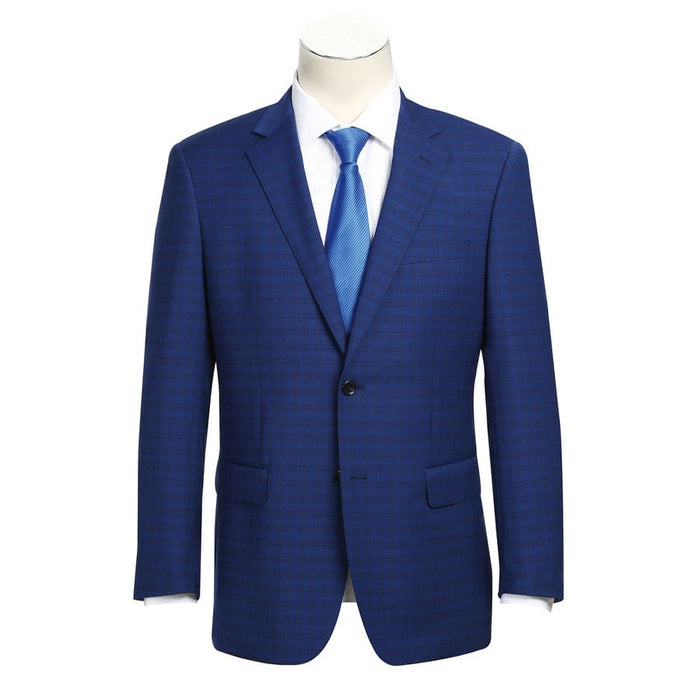 Mens Classic Fit Wool Blend Checked Suit
