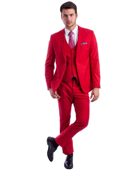 Title Skinny Fit Suit - Extra Slim Fit Prom Suit Red Ultra Slim Fit 3-Piece Prom Suit