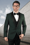 Men's Vested Classic Dinner Jacket Wedding Tuxedo in Hunter Green