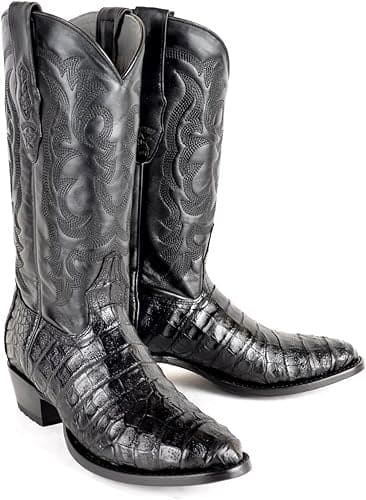 Los Altos Boot - Los Altos Cowboy Boots - Botas Los Altos Original Black Caiman (Gator) Belly Skin Round Toe Boot