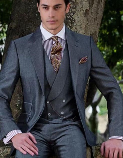 Gray Wool Suit - English Suit - Mens Wool Business Suit