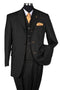 Mens Three Button Vested Tonal Pinstripe Black Fashion Suit