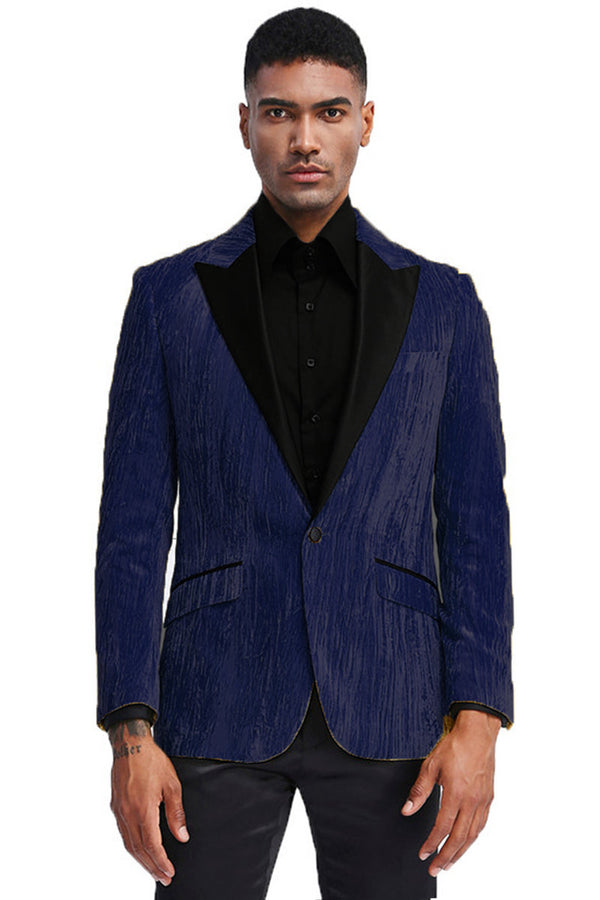 Men's Textured Velvet Prom Tuxedo Jacket in Turquoise