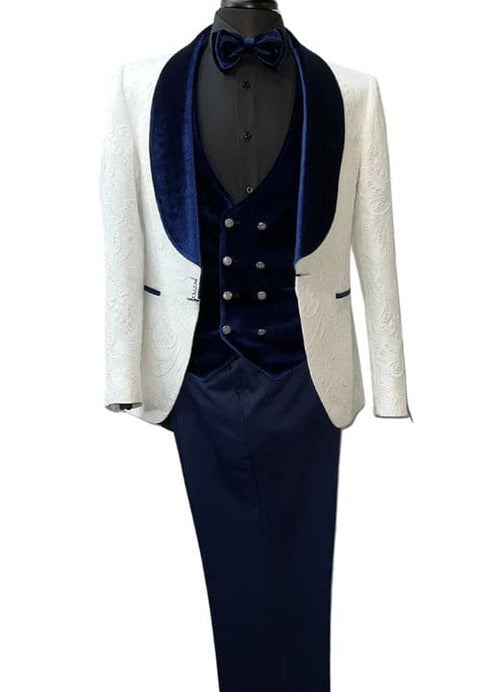 Wedding Tuxedos For Men in Blue Classic Wedding Tuxedo Style For Guys - Two Toned Lapel