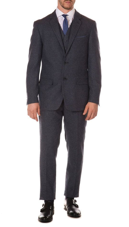 Edwardian Suit YORK NAVY SLIM FIT 3 PIECE HERRINGBONE SUIT