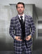 Statement Men's 3 Piece Modern Fit 100% Wool Suit - Windowpane Plaid