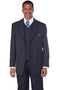 Big and Tall Navy Blue Suit MENS 3 BUTTON VESTED VINTAGE BOLD GANGSTER PINSTRIPE SUIT IN NAVY BLUE