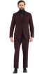 Edwardian Suit BRADFORD BURGUNDY SLIM FIT 3 PIECE TWEED SUIT