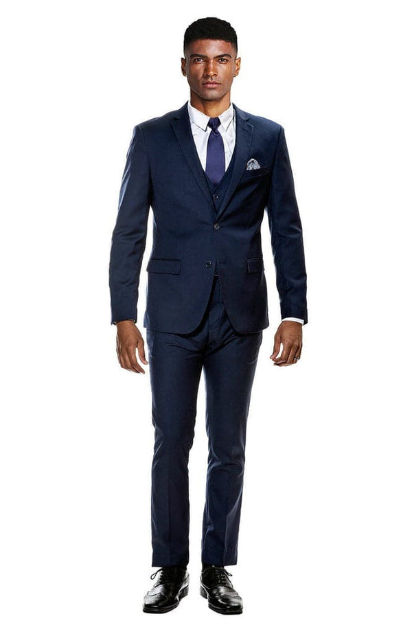 Title Skinny Fit Suit - Extra Slim Fit Prom Suit Navy Blue Ultra Slim Fit 3-Piece Prom Suit