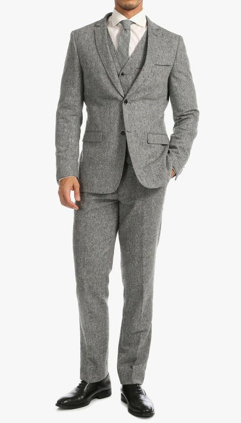 Edwardian Suit BRADFORD GREY SLIM FIT 3 PIECE TWEED SUIT