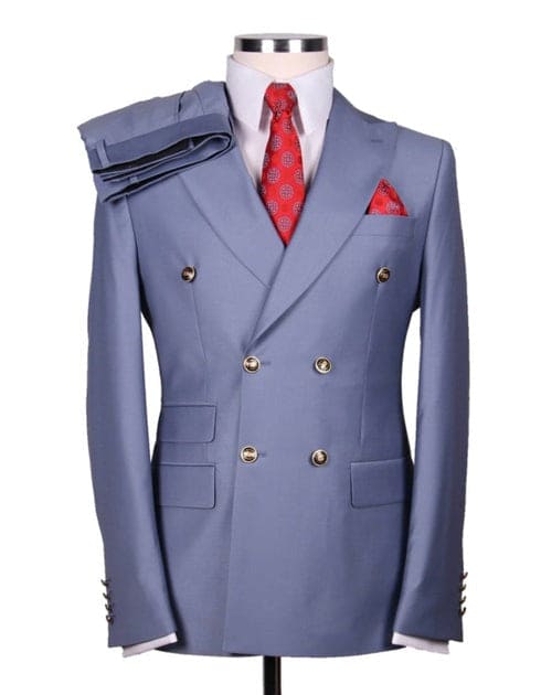 Mens Wool Business Suits For Men - Wool Fabric "Blue" Suit