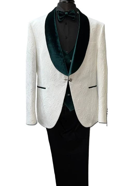 Wedding Tuxedos For Men in Green Classic Wedding Tuxedo Style For Guys - Two Toned Lapel