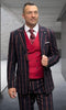 Black and Red Suit Athletic Suit - Black ~ Red Windowpane - Plaid Suit Modern Fit Side Vented Super 150'S Wool Fabric