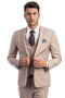 Men's Two Button Slim Fit Vested Solid Basic Color Suit in Medium Tan