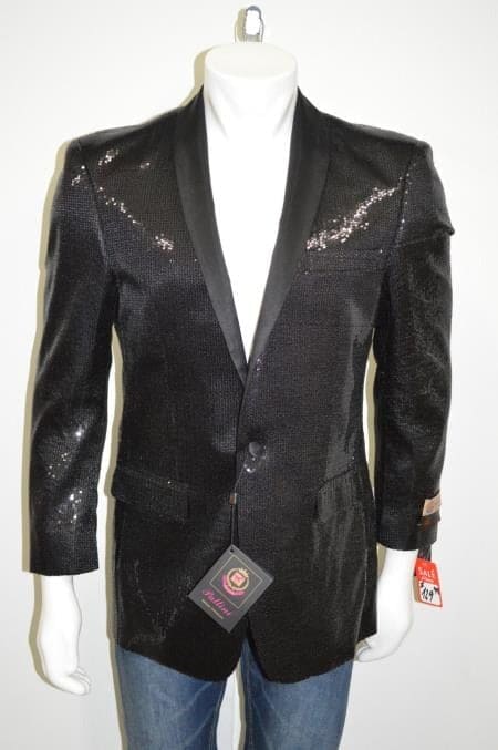 Silver Grey Sequin Blazer - Mens Shiny Sport Coat - Party Jacket - Prom Tuxedo $189 (Copy)