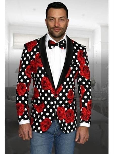 Black and Red Suit Holiday Suit - Christmas Suit - Christmas Blazer Mens Red Tuxedo Jacket - Red Dinner Jacket