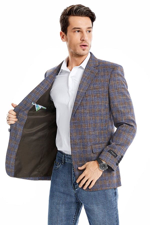 Brown Windowpane Sport Coat - Mens Brown Blazer