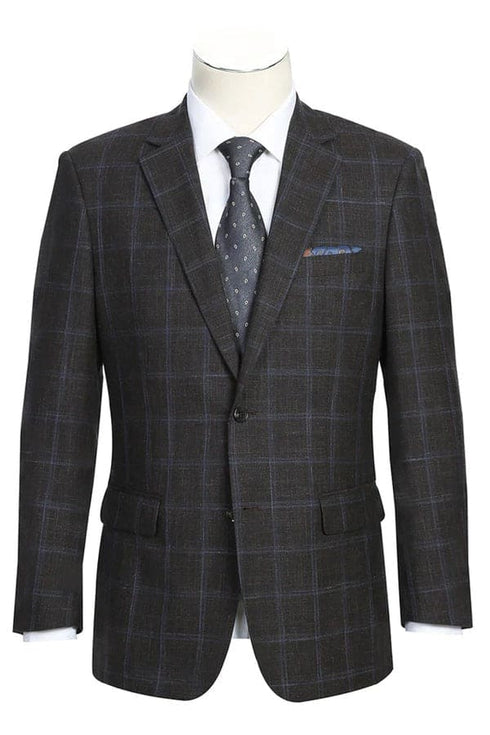 Brown Windowpane Sport Coat - Mens Brown Blazer