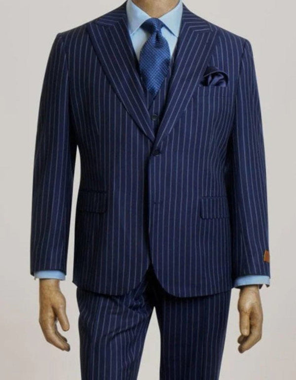 Steve Harvey Suits - Navy Suit - Designer Brand Suit No Pleated Pants Modern Fit