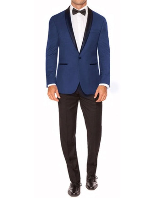 Mens Designer Traditional Shawl Dinner Jacket in Blue