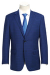 Mens Navy Plaid Suit Classic Fit Two Button Wool Suit In Dark Blue Windowpane Plaid Check
