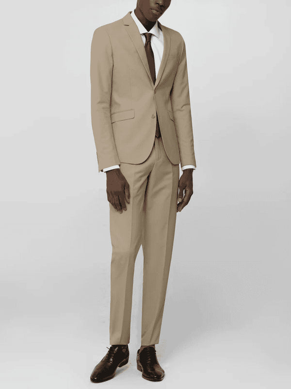 Beige Two Button Suit