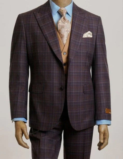 Steve Harvey Suits - Purple Suit - Designer Brand Suit No Pleated Pants Modern Fit