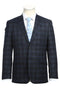 Mens Navy Plaid Suit Slim Fit Two Button Suit In Dark Blue Wide Windowpane Plaid